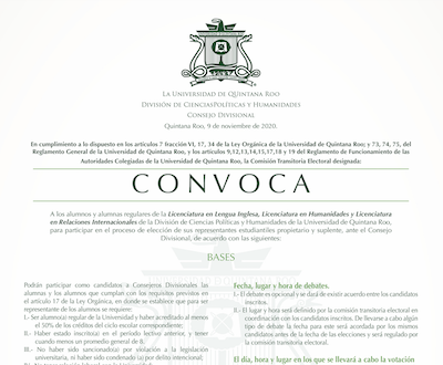 ELECCIONES DE REPRESENTANTE TITULAR Y SUPLENTE ANTE EL CONSEJO DIVISIONAL, DCPH.