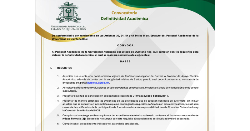 Banner de Convocatoria Definitividad Académica